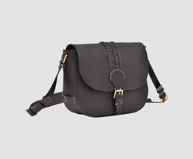 Leather Half-Moon Saddle Bag w/ Whipstitch #3049
