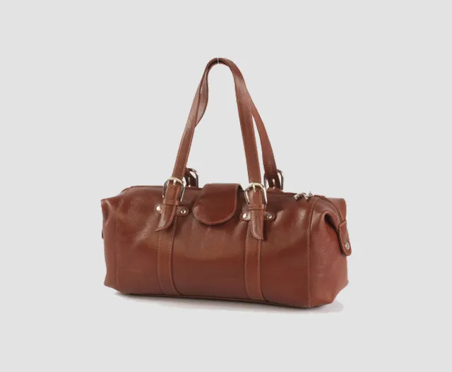 Leather Barrel Handbag #3034