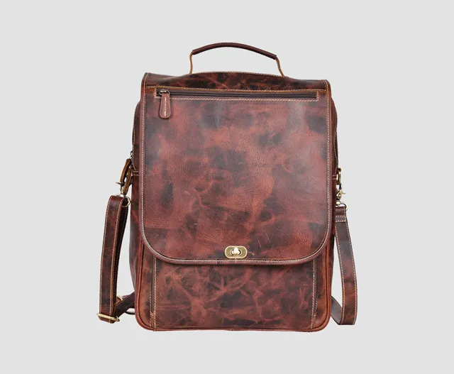 Slim Leather Laptop Backpack #6913