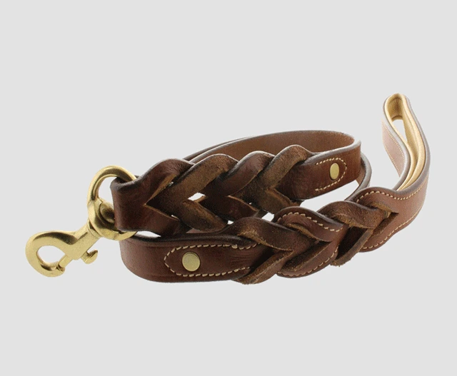 Leather Dog Leash Braided Ends #7113