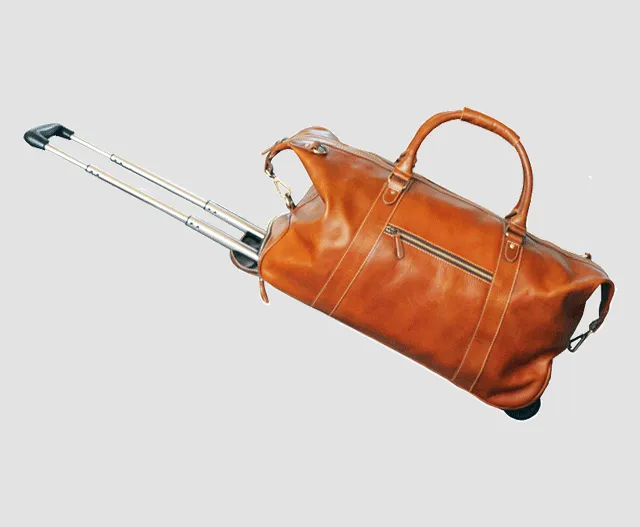 Wheeled Leather Duffle Bag #4824